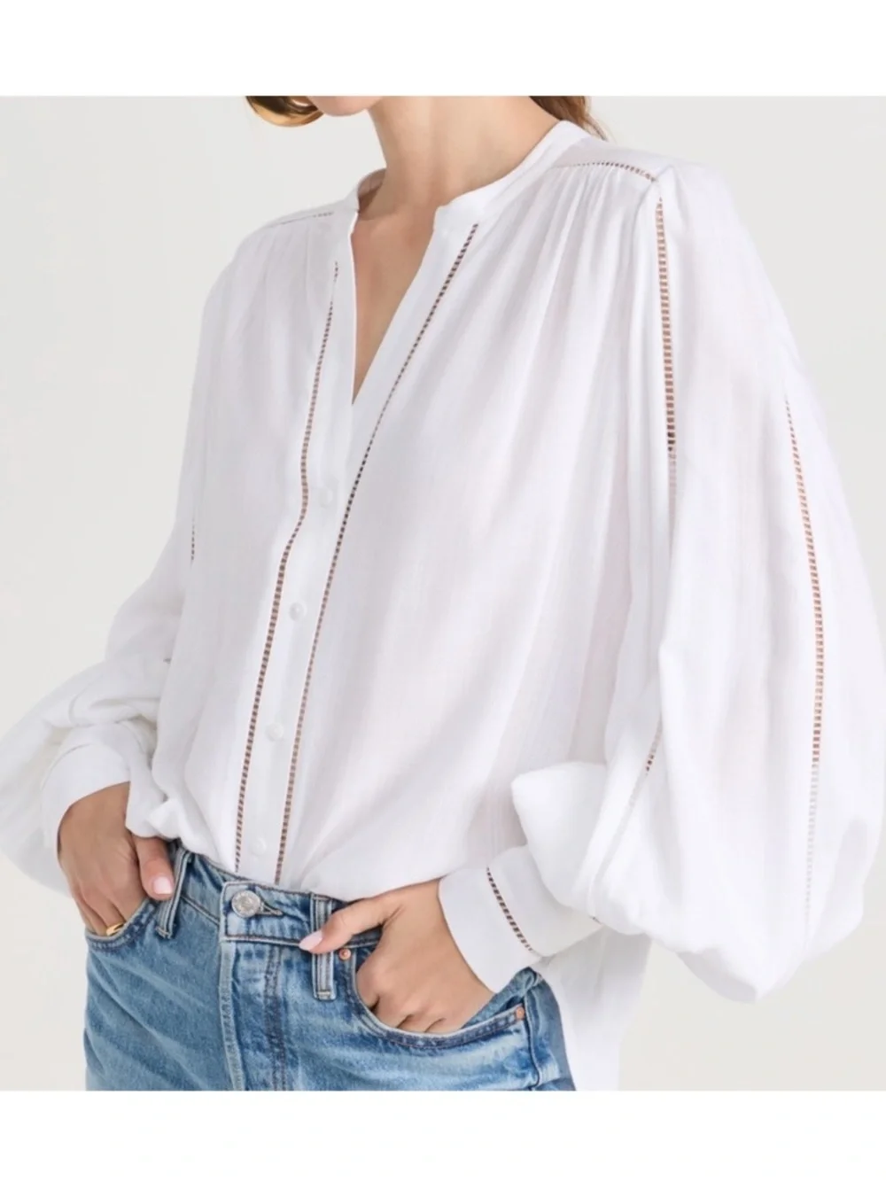 L'AGENCE Kiera Ladder Trim Blouse XS